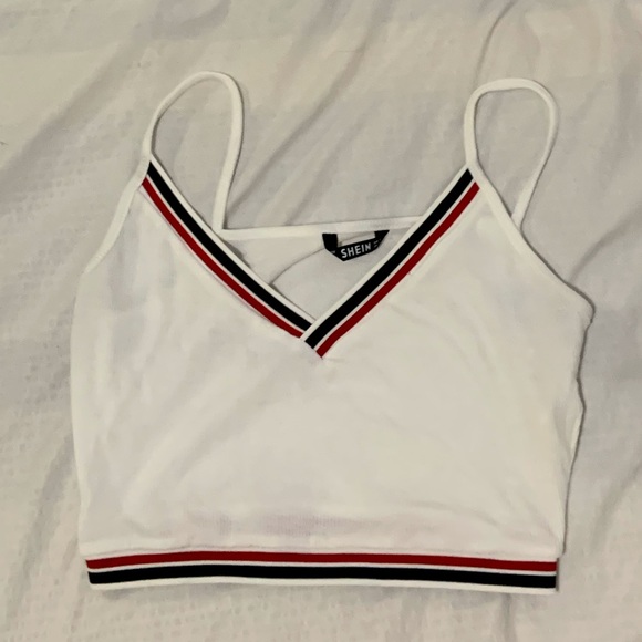 🌼3/$15🌼 Womens white, blue, and red shien crop top - Picture 1 of 3